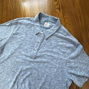 Faherty Heathered‎ Blue Short Sleeve Pocket Polo Men's Size XXL